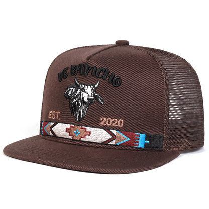 Unisex Bullhead Letter Embroidery Hip-hop Net Hats Spring Summer Outdoor Adjustable Casual Baseball Caps Sunscreen Hat