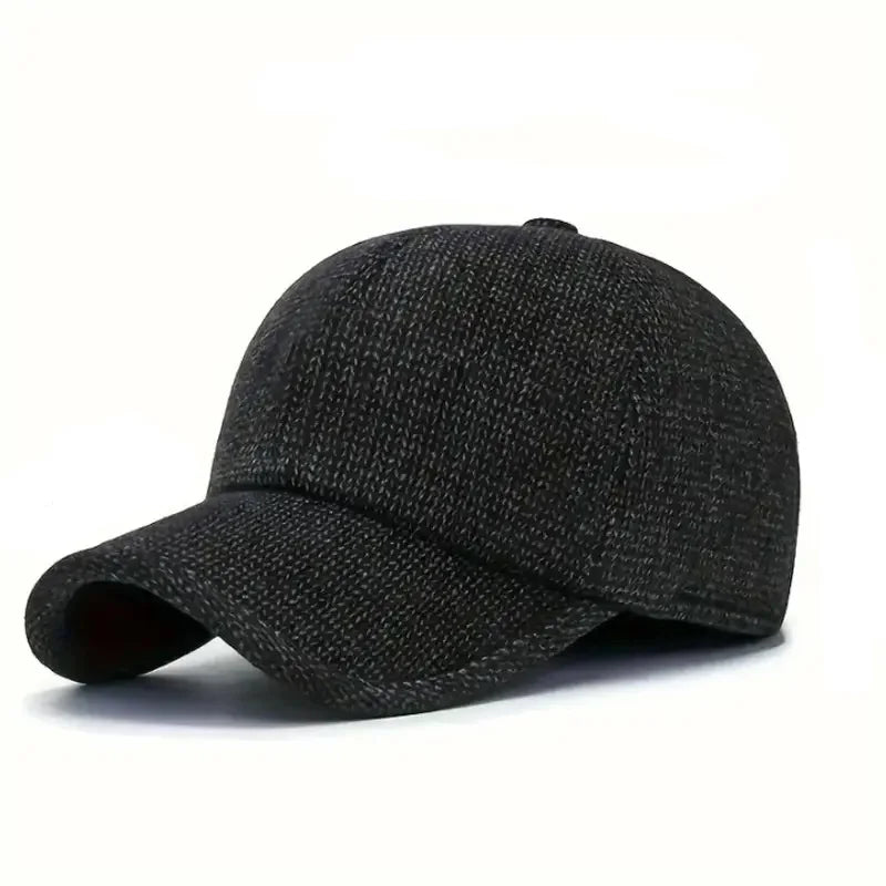 Men's Winter Baseball Cap with Ear Flaps - Thick Fleece-Lined, Windproof & Warm for Outdoor Activities