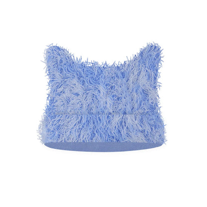 Hip Hop Distressed Knitted Caps Unisex Winter Y2k Cat Ears Little devil Beanies Outdoor Fuzzy Thick Warm Balaclava Hat