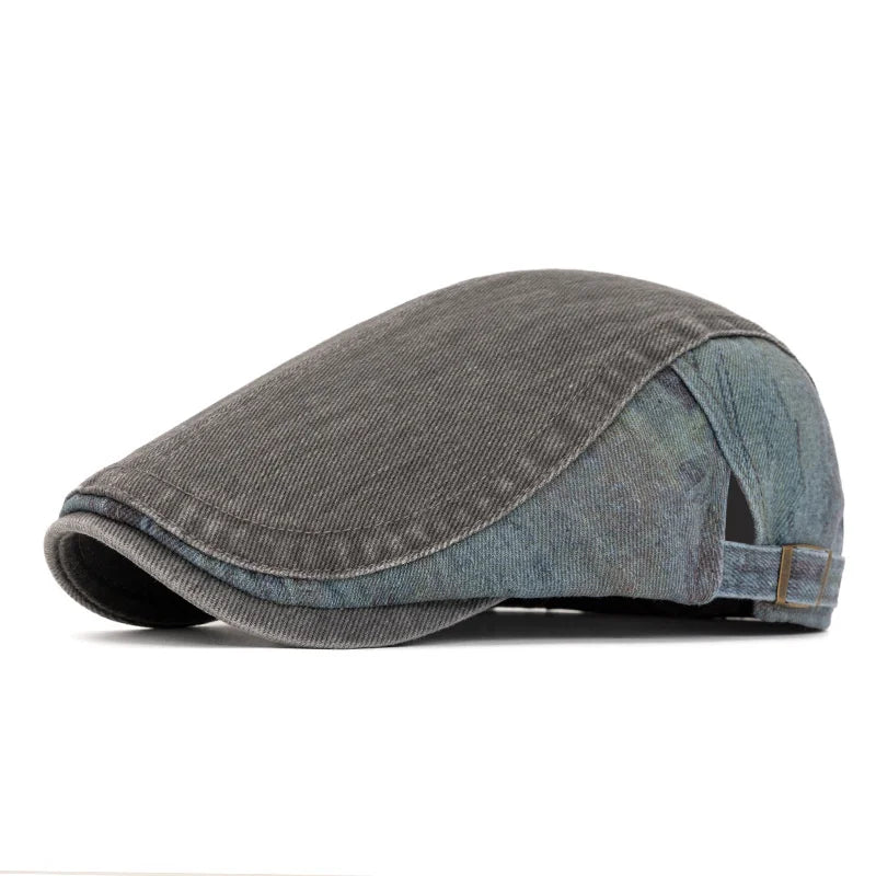 Unisex Wash Cotton Beret – Retro Adjustable Newsboy Flat Cap (Spring Summer Casual Painter Style Hat)