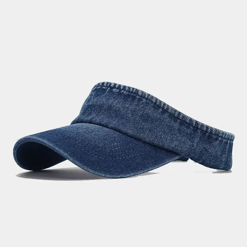 Denim Cloth Empty Top Hat Women Men Unisex Retro Visor Cap Female Sunshade British Style Women's Cap New