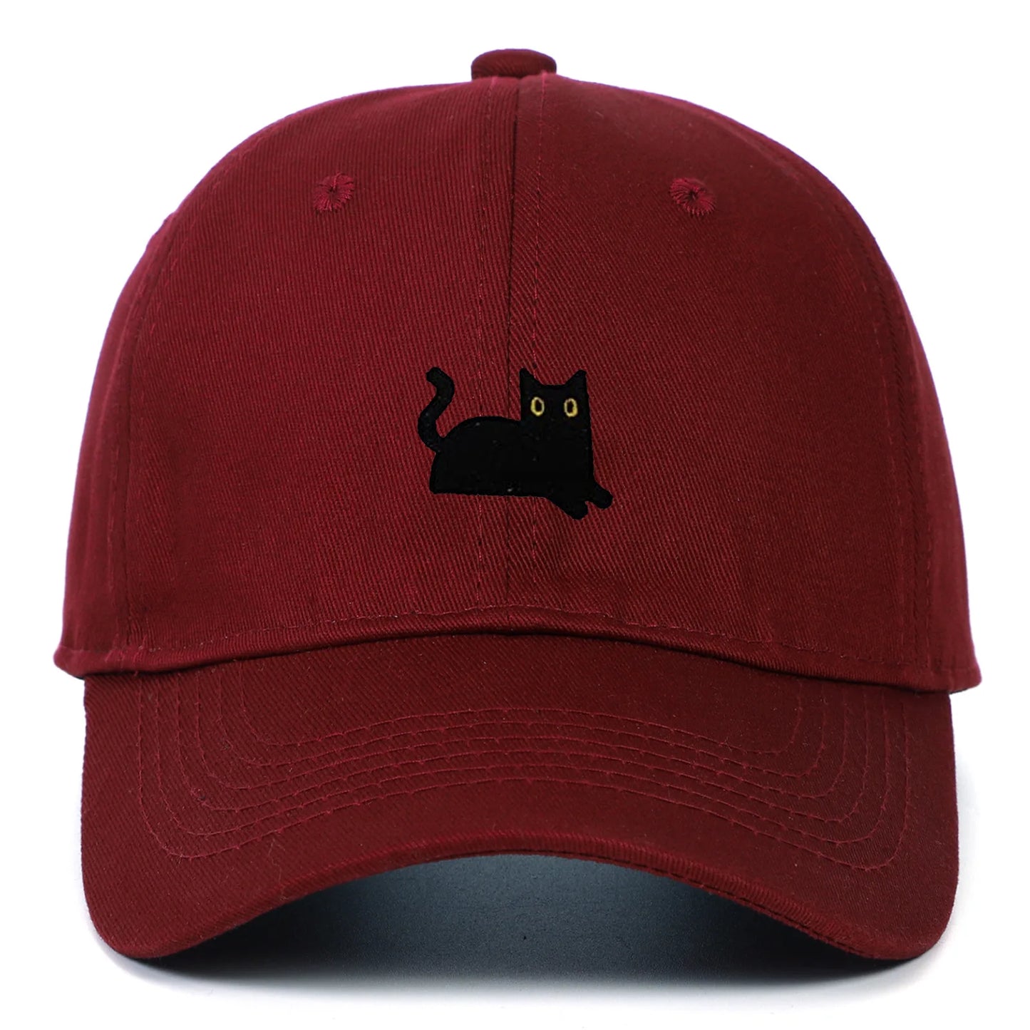 New Cute Cat Embroidery Soft Top Baseball Cap Men and Women Summer Visor Outdoor Hip Hop Dad Hat Black
