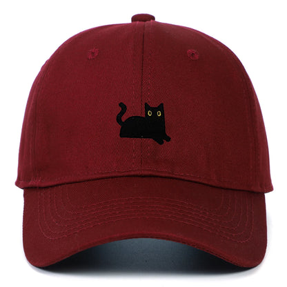New Cute Cat Embroidery Soft Top Baseball Cap Men and Women Summer Visor Outdoor Hip Hop Dad Hat Black