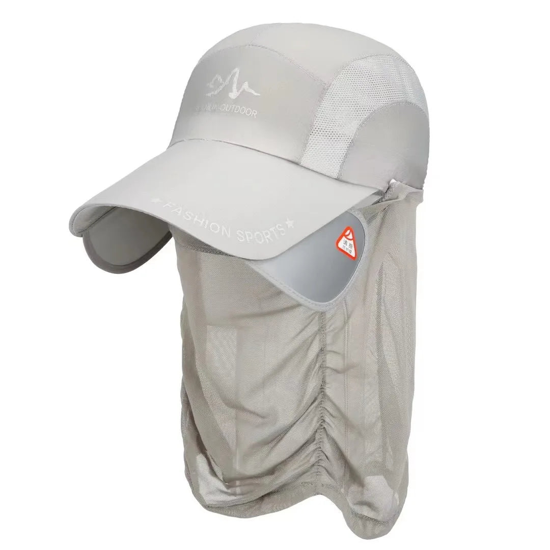 Outdoor Fishing Sunscreen Fishing Hats Long Tongue Men's Summer Breathable Windproof Mesh Awning Peaked Cap Lure Hat
