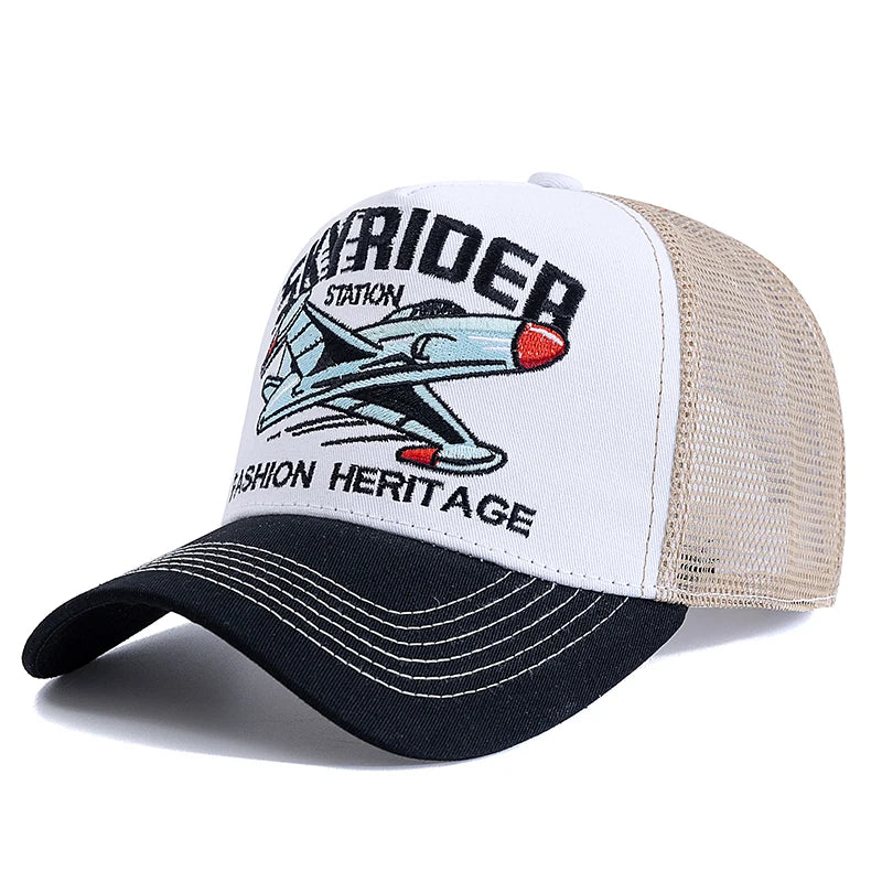 Hot Sale Cap Breathable Mesh Outdoor Baseball Cap Men Women SKY RIDER Embroidered Pattern Snapback Trucker Hat Cap