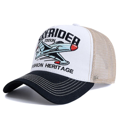Hot Sale Cap Breathable Mesh Outdoor Baseball Cap Men Women SKY RIDER Embroidered Pattern Snapback Trucker Hat Cap