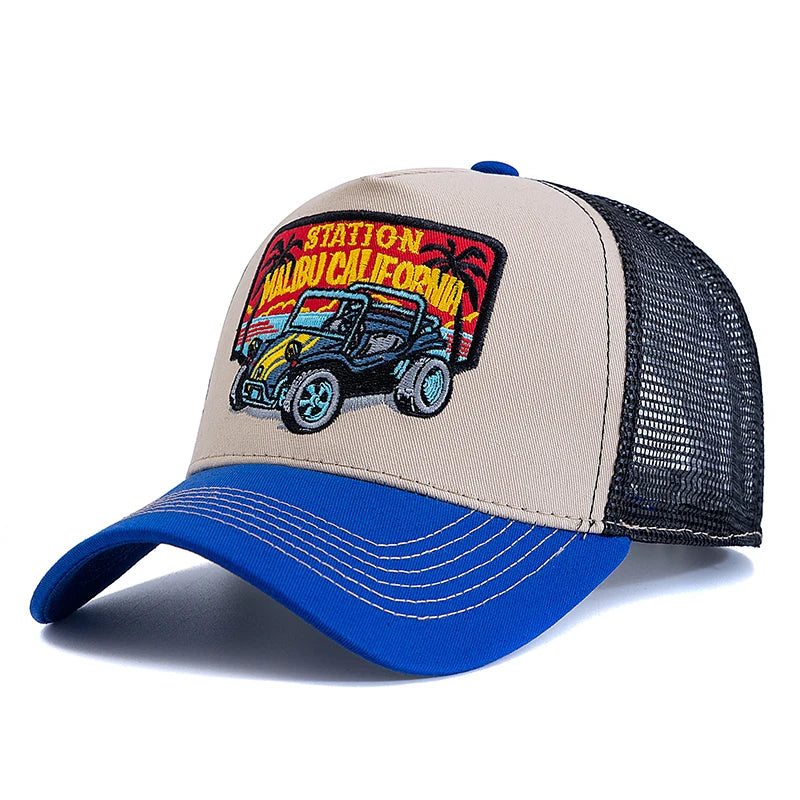 Unisex Summer Fishing Cap Breathable Mesh Trucker Hat Men Women Big Truck Embroidered Snapback Outdoor Fishing Hat