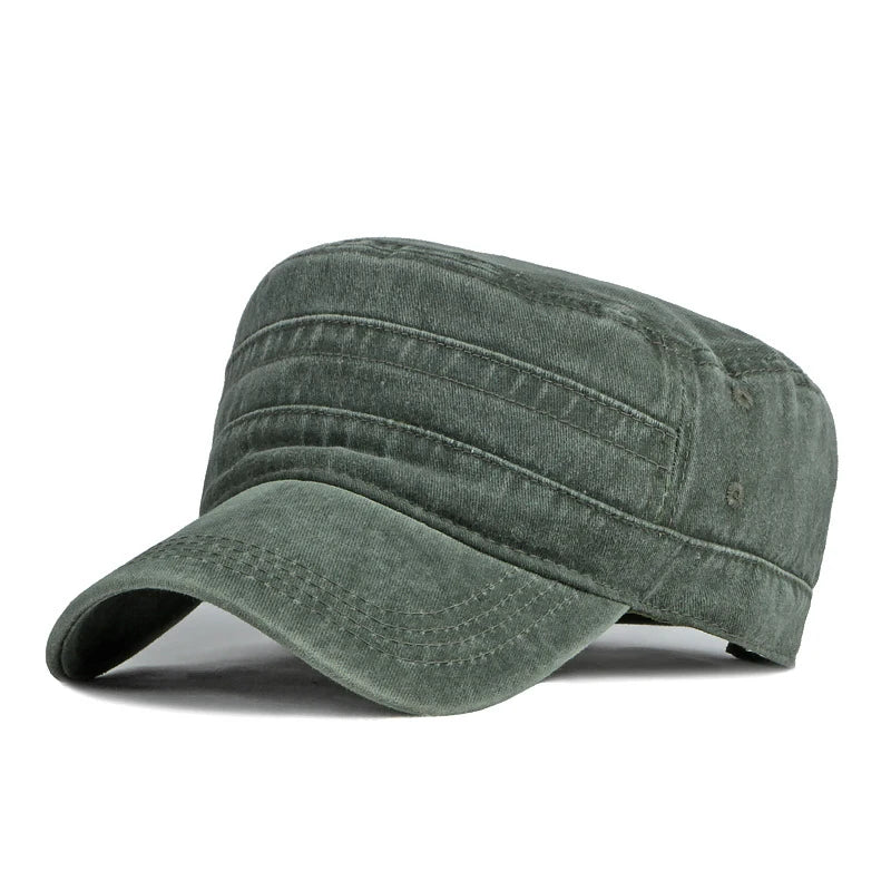 Unisex Short Brim Military Cap – Retro Washed Cotton Sunshade Army Fishing Hat