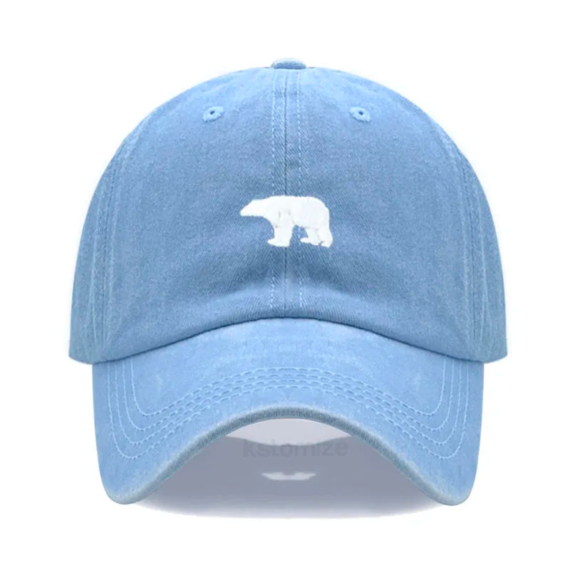 little Bear Embroidery Baseball Cap for Women Men Fashion Adjustable Soft Washed Cotton Dad Hat Unisex Classic Golf Caps
