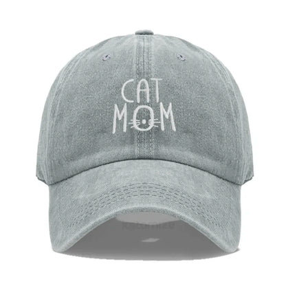 CAT MOM Embroidered Baseball Cap for Women Men Fashion Adjustable Soft Washed Cotton Dad Hat Unisex Classic Golf Caps