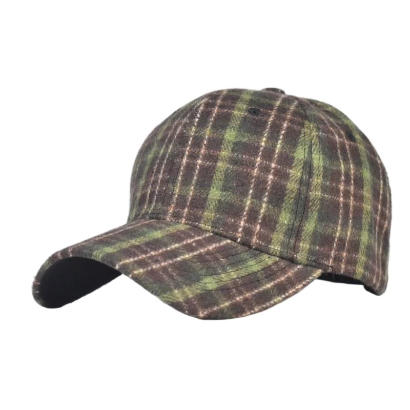 Fall Winter Hat Men's Spring Summer Outdoor Sunscreen Visor Classic Checkered Baseball Cap Hard Top Women's Cap Warm Peaked Cap