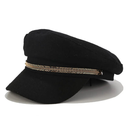 Ins Style Beret Military Cap Women Casual Flat Hats Captain Cap Trucker Fashion Pu Leather Travel Cadet Painter's Octagonal Hat