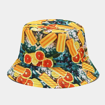 creative fruit pattern bucket hat men's and women's outdoor leisure sunscreen fishing sun hat double-sided beach basin cap