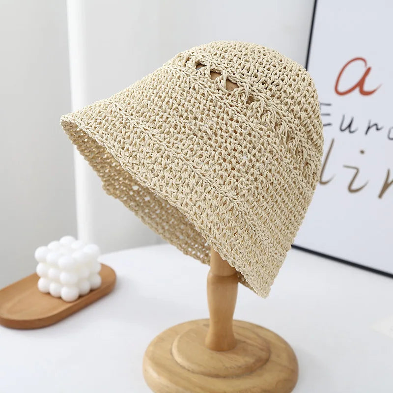 Summer Japanese Bucket Hat Korean style Small Brim Straw Hat Versatile Japanese Woven Bucket Hats Beach Sunscreen Hat Women