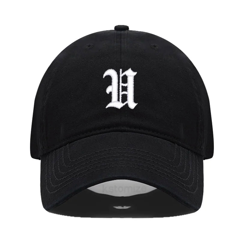 Old English Letter A-Z Embroider Baseball Cap For Men Womne High Quality Soft Cotton Fashion Team Sport Visors Snapback Caps