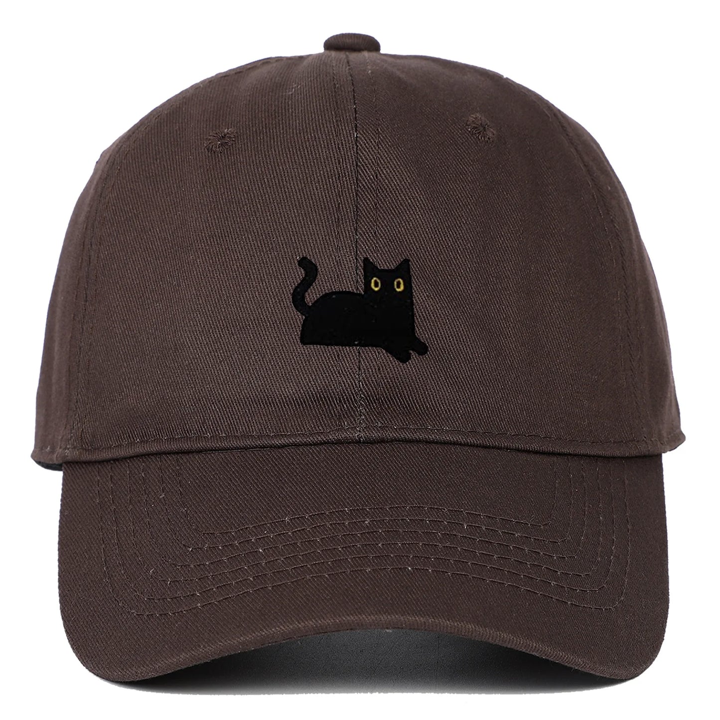 New Cute Cat Embroidery Soft Top Baseball Cap Men and Women Summer Visor Outdoor Hip Hop Dad Hat Black