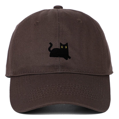 New Cute Cat Embroidery Soft Top Baseball Cap Men and Women Summer Visor Outdoor Hip Hop Dad Hat Black