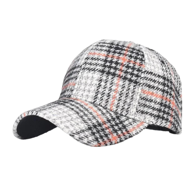 Fall Winter Hat Men's Spring Summer Outdoor Sunscreen Visor Classic Checkered Baseball Cap Hard Top Women's Cap Warm Peaked Cap
