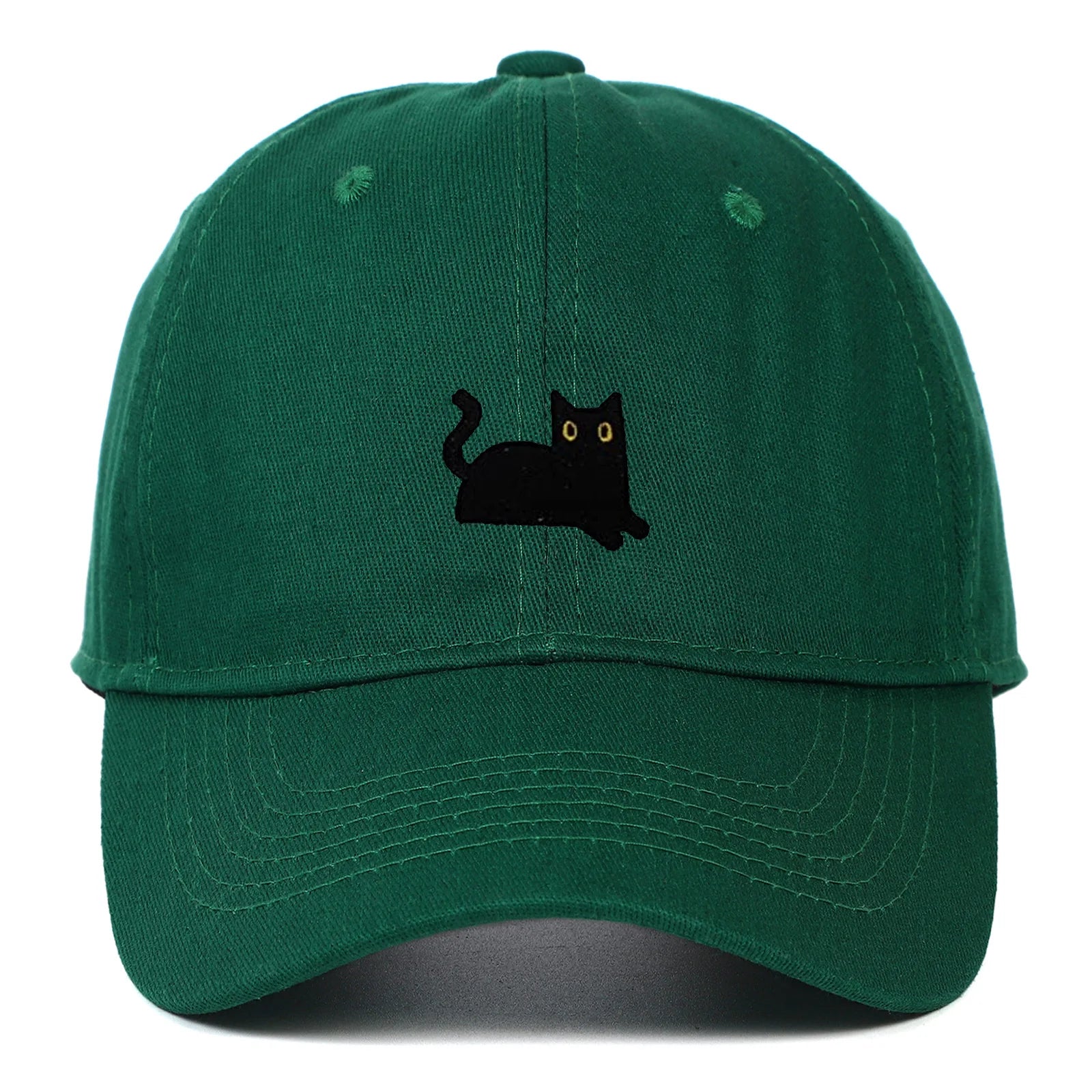 New Cute Cat Embroidery Soft Top Baseball Cap Men and Women Summer Visor Outdoor Hip Hop Dad Hat Black