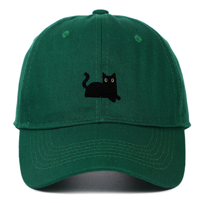 New Cute Cat Embroidery Soft Top Baseball Cap Men and Women Summer Visor Outdoor Hip Hop Dad Hat Black