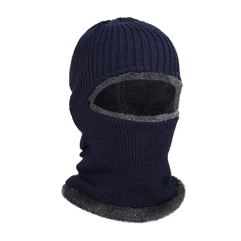Fleece-Lined Knit Beanie Hat with Earflaps Street Style Cap for Outdoor Cycling, Warm Hat