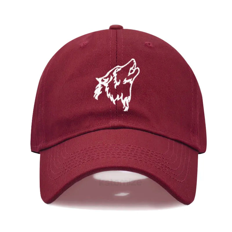 Women's Baseball Cap Men's Washed Cotton Wolf Howl Embroidery Embroidery Dad Hat Sport Golf Caps For Man Sun Hats Dropshipping