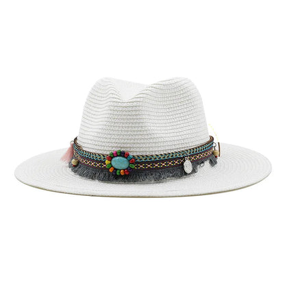 Summer Beach Hat Men and Women Couple Denim Visor Sun Hat Minority Style Denim Straw Hat
