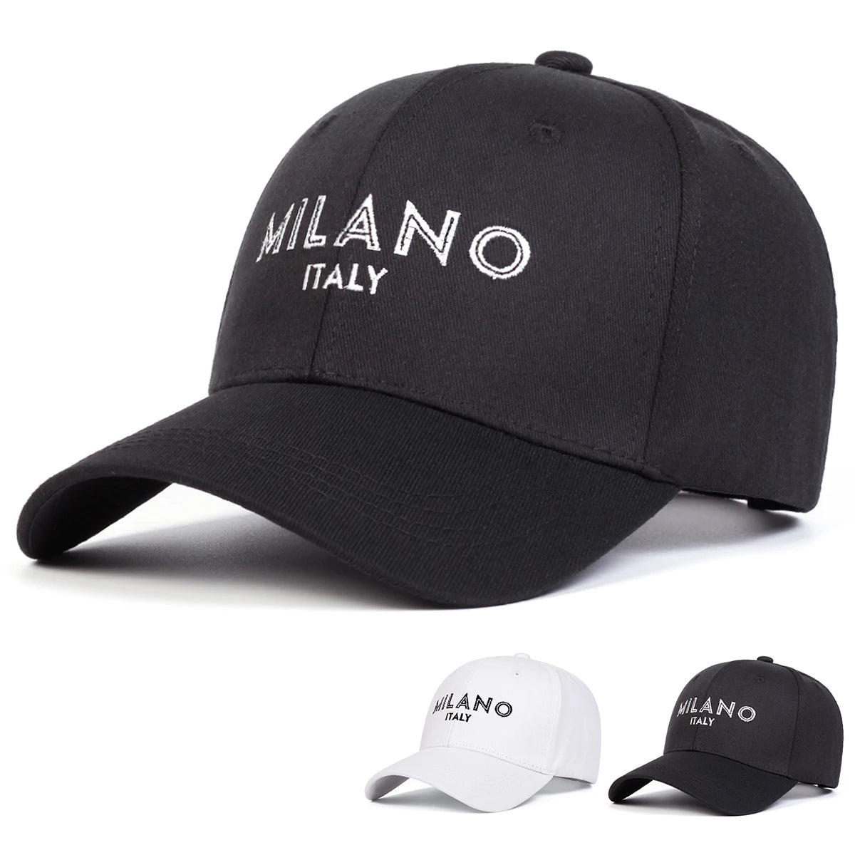 Unisex MILANO Letter Embroidery Baseball Caps Spring Autumn Outdoor Adjustable Casual Hats Sunscreen Hat