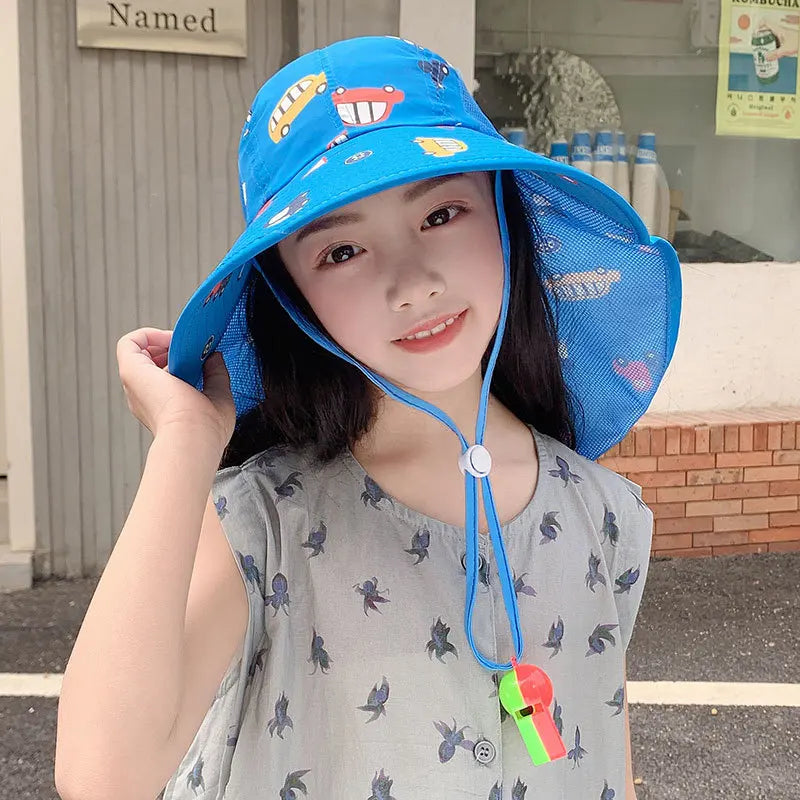 Summer Hats For Children Girls Boys Outdoor Sunshade Neck Sun Protection Breathable Big Brim Sun Hat Beach Accessories Sunhat