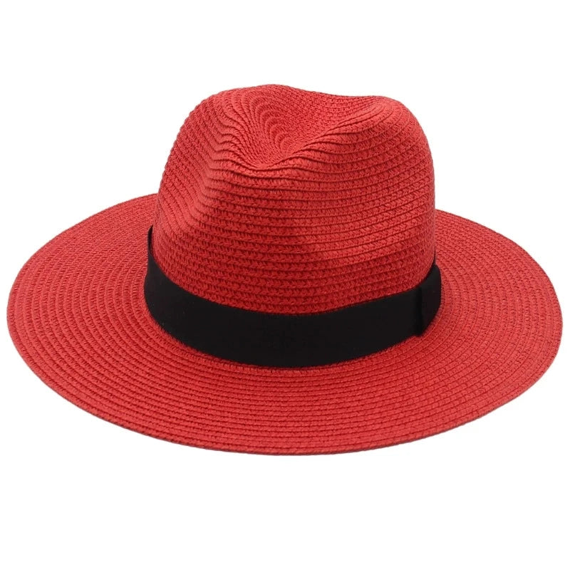 Spring and Summer Hot Selling Panama Straw Hat Square Black Ribbon Korean Style Hat for Men and Women Jazz Hat Panamahat