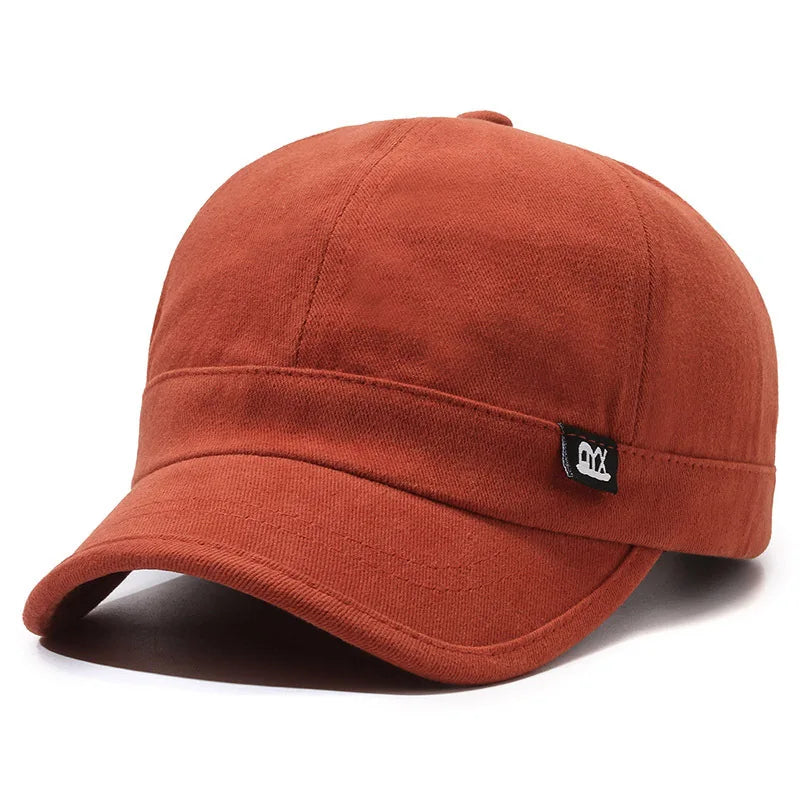 Vintage-Inspired Baseball Cap Adjustable Sun-Protective Street Style Hat Short Brim Woven Fabric Classic Fashion Accessory