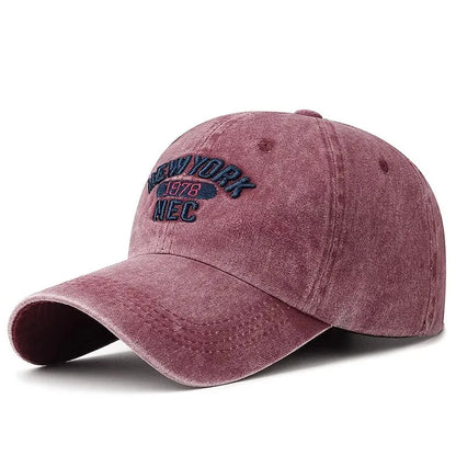Unisex Washed Cotton Baseball Cap Korean Style Embroidered Letter Soft Top Hat