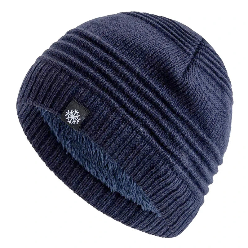 New Style Unisex Fur Lined Beanie Hat Keep Warm Winter Hat Thick Hat For Men And Women Snow Label Fashion Winter Cap