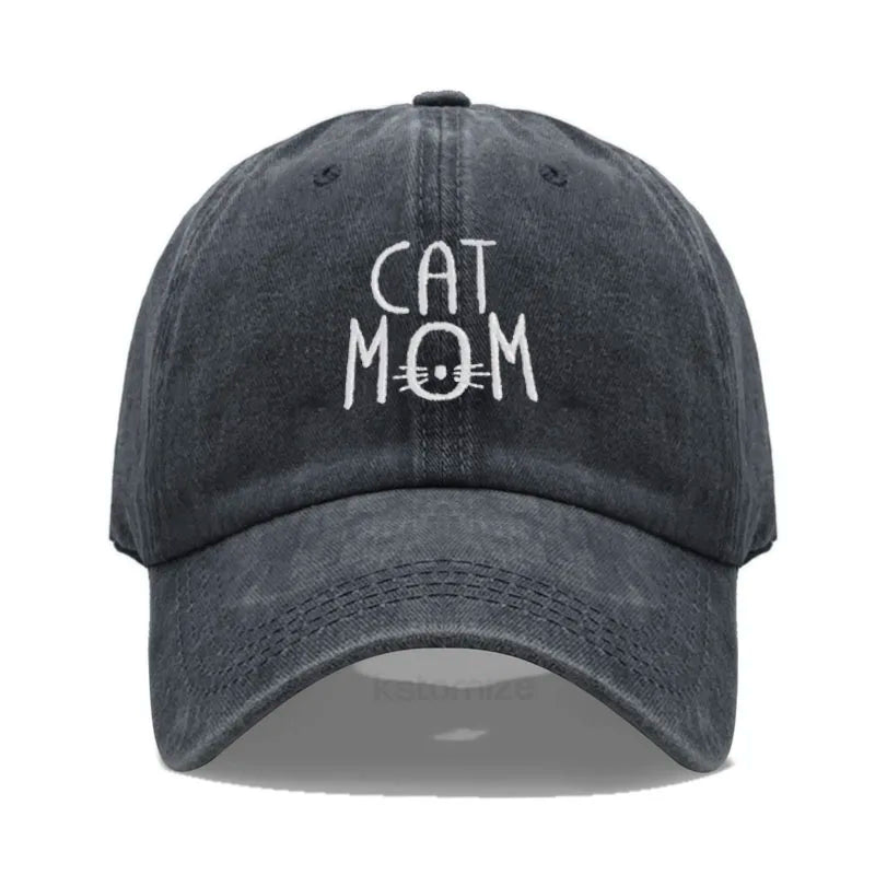 CAT MOM Embroidered Baseball Cap for Women Men Fashion Adjustable Soft Washed Cotton Dad Hat Unisex Classic Golf Caps