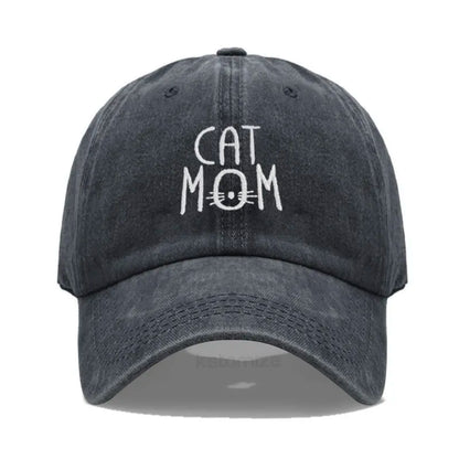 CAT MOM Embroidered Baseball Cap for Women Men Fashion Adjustable Soft Washed Cotton Dad Hat Unisex Classic Golf Caps