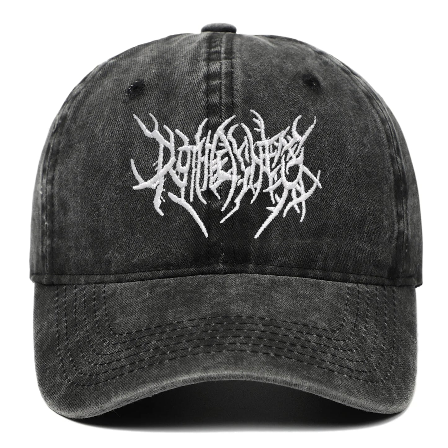 Unisex Goth Rock Washed Baseball Cap – Embroidered Snapback Dad Hat Streetwear Hip Hop Casual Outdoor Hat