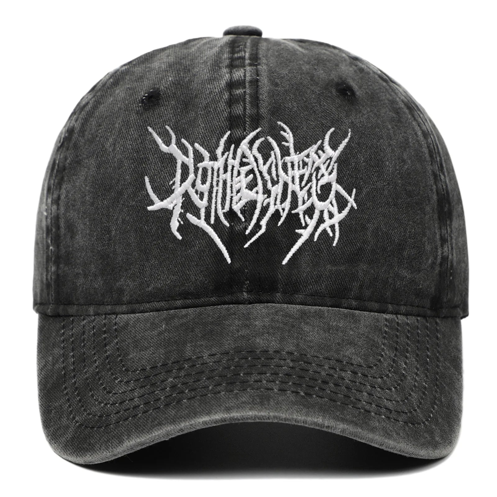 Unisex Goth Rock Washed Baseball Cap – Embroidered Snapback Dad Hat Streetwear Hip Hop Casual Outdoor Hat