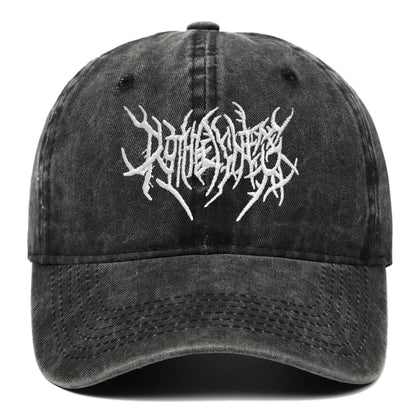 Unisex Goth Rock Washed Baseball Cap – Embroidered Snapback Dad Hat Streetwear Hip Hop Casual Outdoor Hat