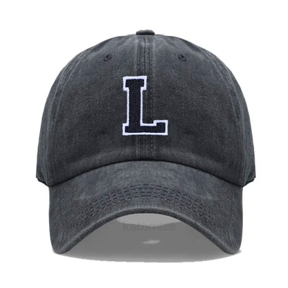 Initial Letter A-Z Embroider Baseball Cap For Men Womne Washed Cotton Dad Hat Fashion Team Sport Visors Snapback Caps