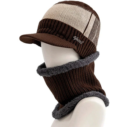 Hot Sale Men Winter Warm Suit Classic Plush Fur Lined Winter Hat Male Outdoor Keep Warm Hat Cap