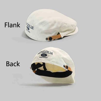 Unisex Cotton Beret – Vintage Newsboy Gatsby Flat Cabbie Cap with Embroidery