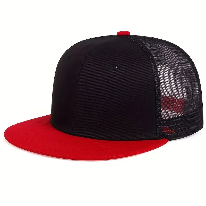 Unisex Solid Color Splicing Baseball Hats Spring Autumn Outdoor Adjustable Casual Hip-hop Trucker Caps Sunscreen Hat