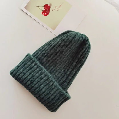 Winter Hats For Girls Boys Beanie Children Solid Color Knitted Ear Protection Keep Warm Baggy Cap Trendy Bonnet Winter Cap