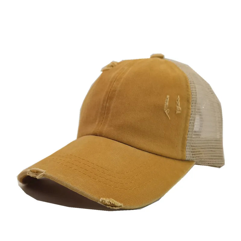 Spring Summer Soft Baseball Cap For Women Vintage Washed Cotton Ponytail Caps Men Blank Denim Sport Trucker Sun Hats Gorras