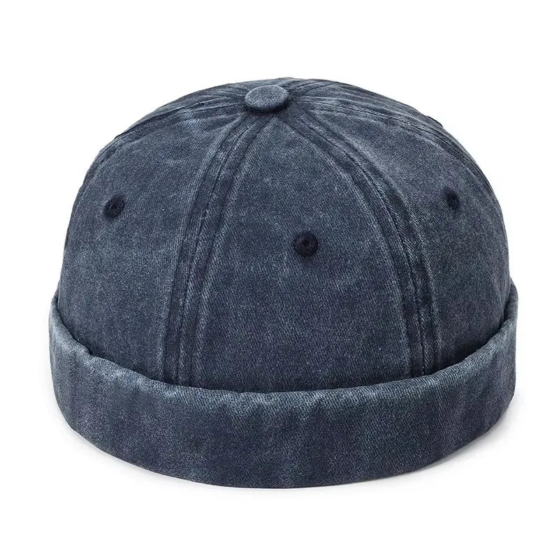 New Women Men Solid Cotton Cap Hat Washed Denim Beanie Hat Spring Autumn Retro Adjustable Docker Sailor Cap Hat For Women Men