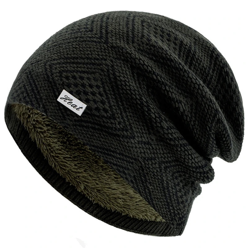 Hot Sale Unisex Warm Winter Hat HEAT Mark Skull Cap Diamond Grid Design Beanie Hat Thicken Winter Hats For Women Men Knit Hat