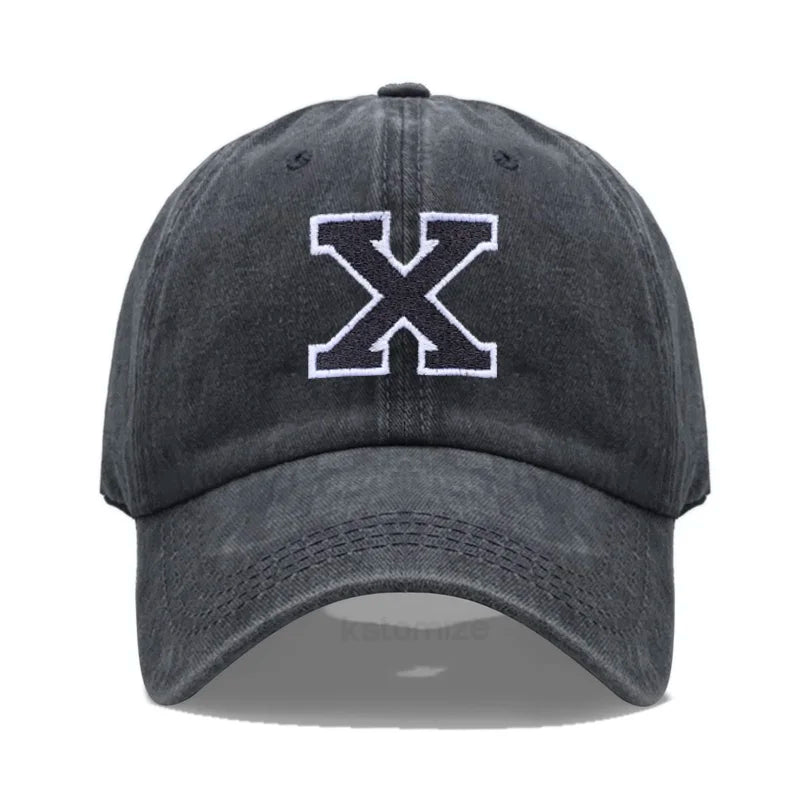 Initial Letter A-Z Embroider Baseball Cap For Men Womne Washed Cotton Dad Hat Fashion Team Sport Visors Snapback Caps