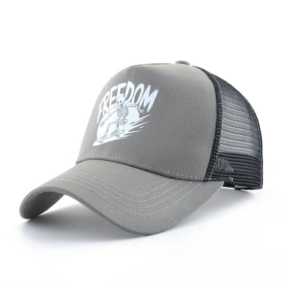 Summer Baseball Cap Outdoor Breathable Mesh Trucker Cap Men Women Printing Skull Snapback Hip Hop Caps Adjustable Visor Cap