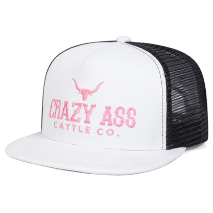 Unisex CRAZY ASS CATTLE CO Embroidery Hip-hop Net Hats Spring Summer Outdoor Adjustable Casual Baseball Caps Sunscreen Hat Cap