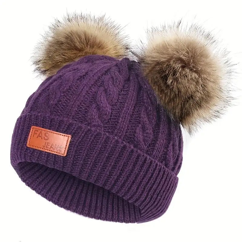 New Kid Hat Children Double Pompom Winter Hat  Cute Knitted Hat For Girls Boys Casual Girls Hat Baby Beanie Cap